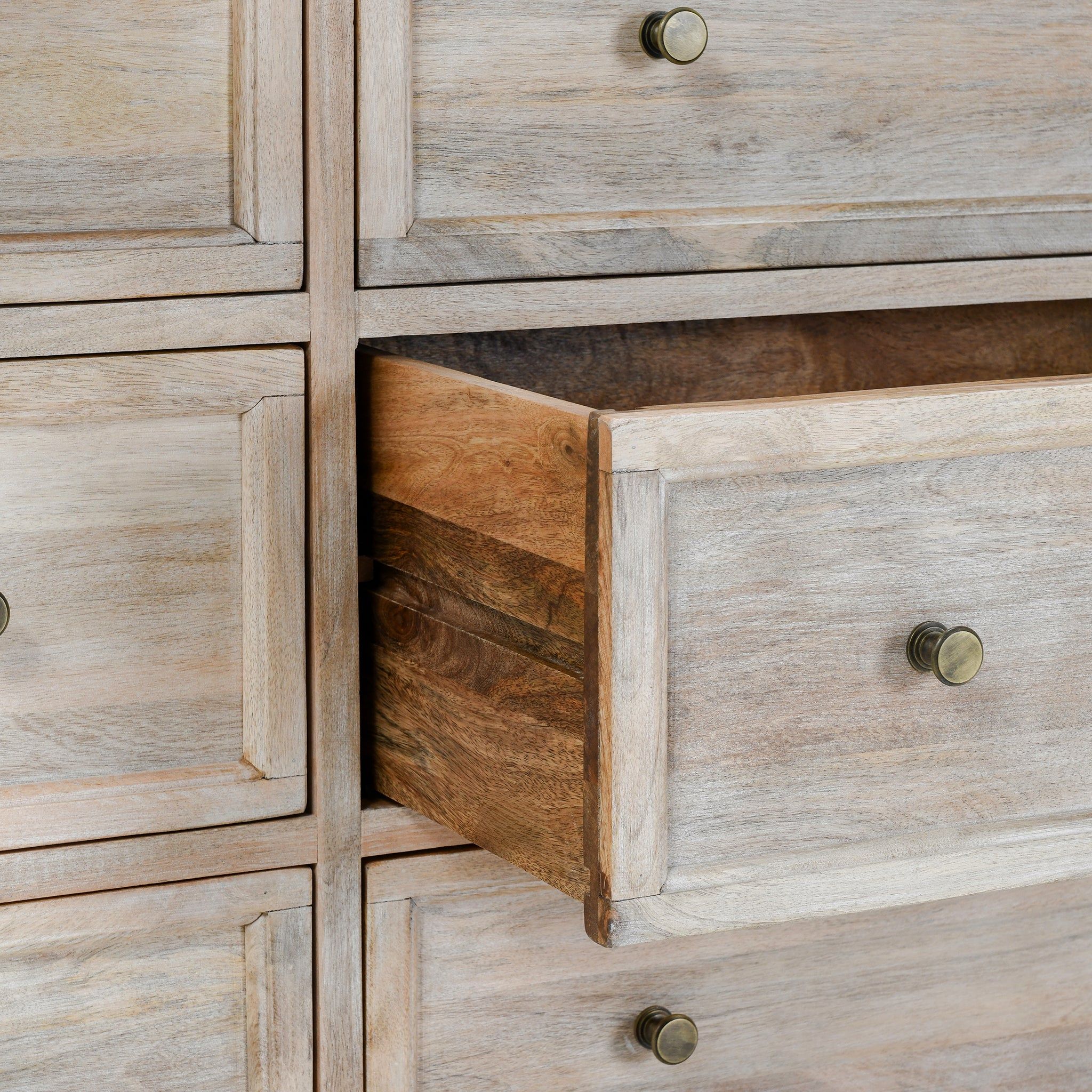 Adelaide - 9 Drawer Dresser - Natural Cream Wash, alternate view 9 with wood construction