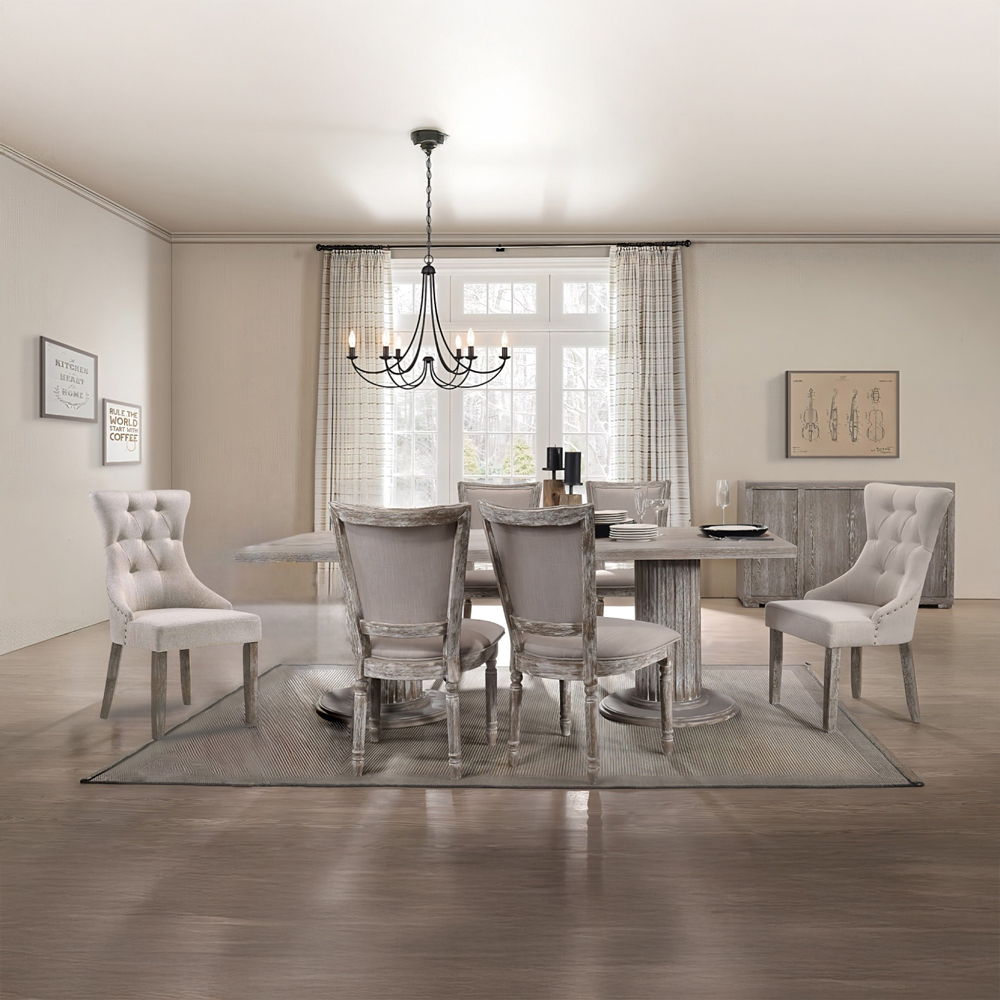 Gabrian - Fabric Side Chair (Set of 2) - Two-Tone Beige & Reclaimed Gray, alternate view 7 with wood construction