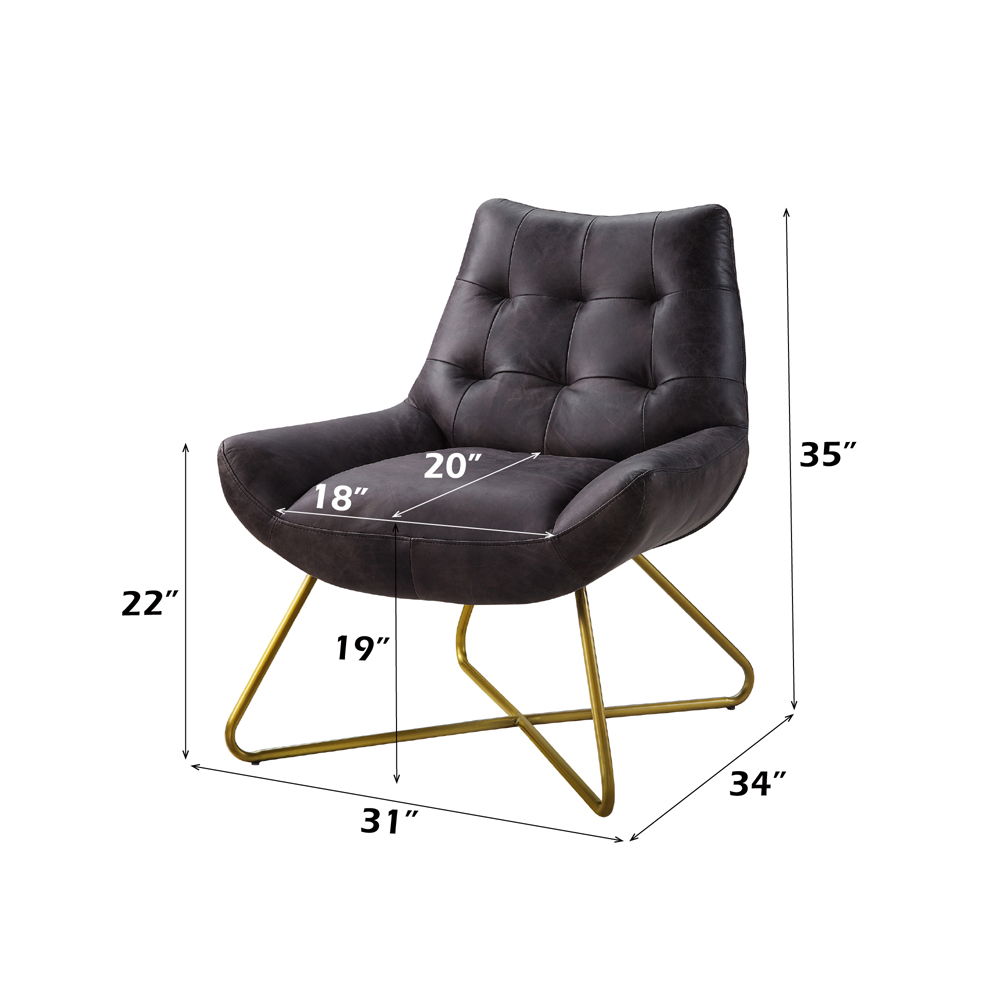 Dhalsim - Accent Chair - Antique Ebony Top Grain Leather, alternate view 9 with metal