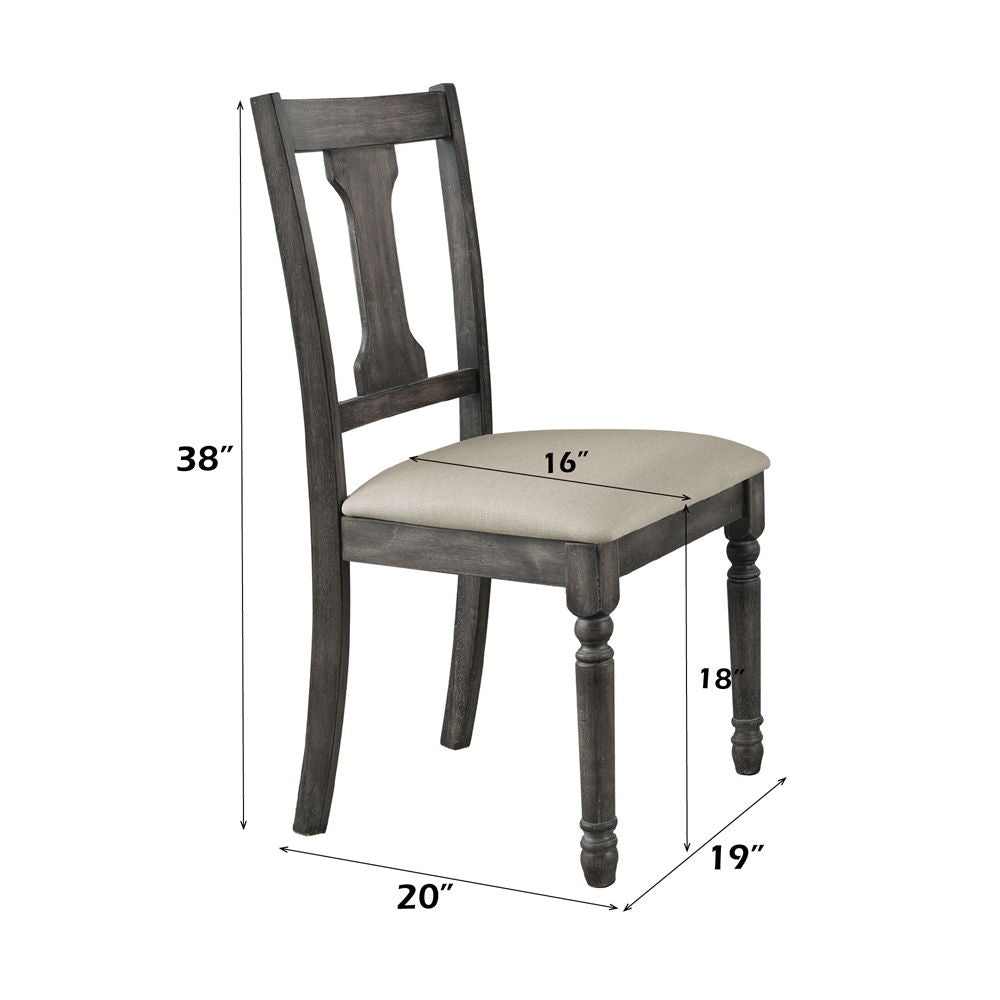 Wallace - Side Chair (Set of 2) - Tan Linen & Weathered Gray, alternate view 2 with solid wood