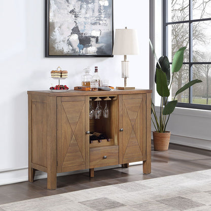 Pascaline - Server - Rustic Brown & Oak, alternate view 4 with metal
