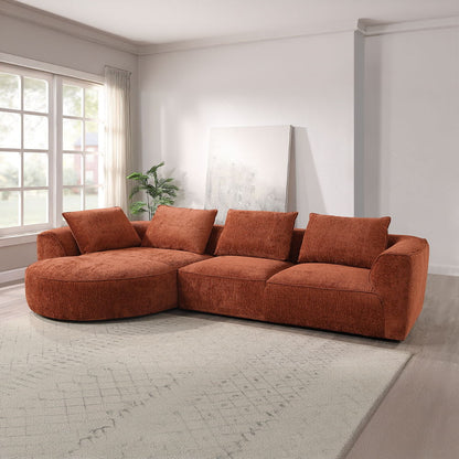 Aceso - Sectional Sofa With 4 Pillows - Rust Brown Chenille, alternate view 6 with wood construction