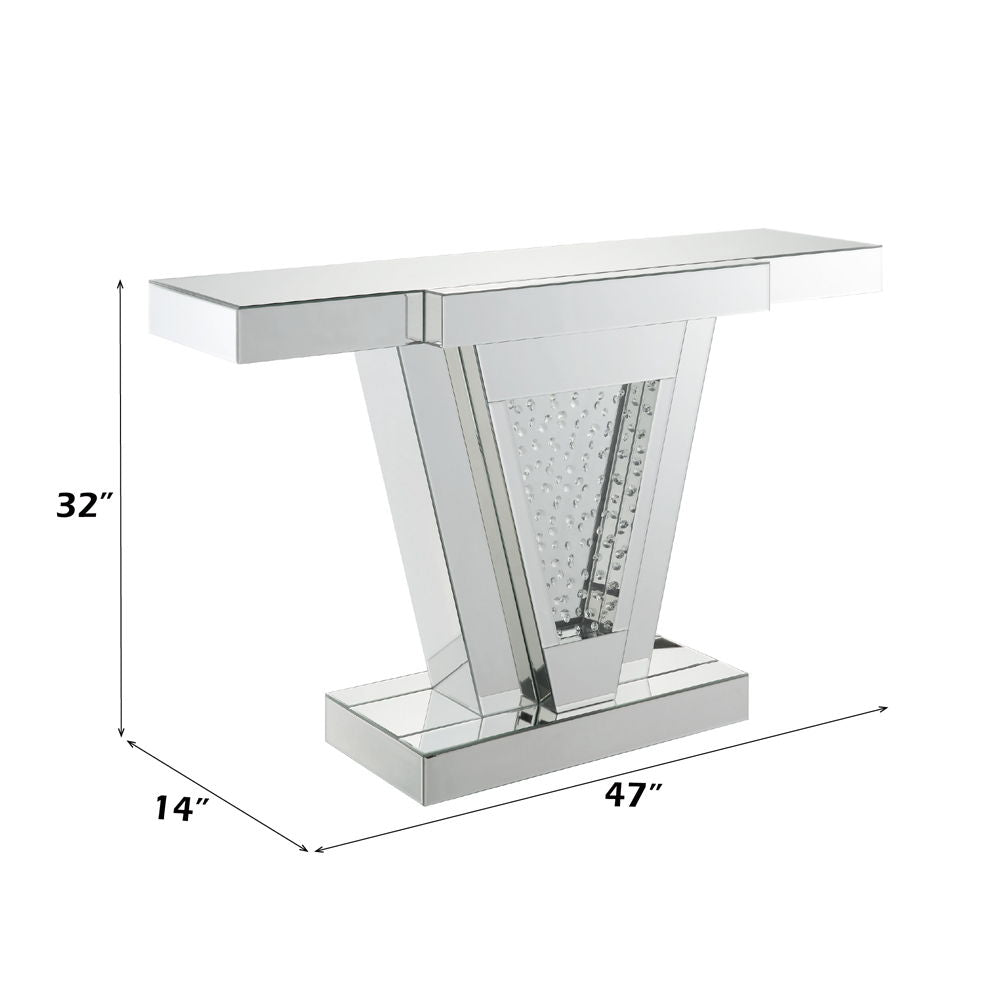 Nysa - 32"H Console Table - Mirrored & Faux Crystals, alternate view 9 with wood construction