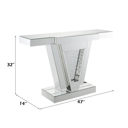Nysa - 32"H Console Table - Mirrored & Faux Crystals, alternate view 9 with wood construction