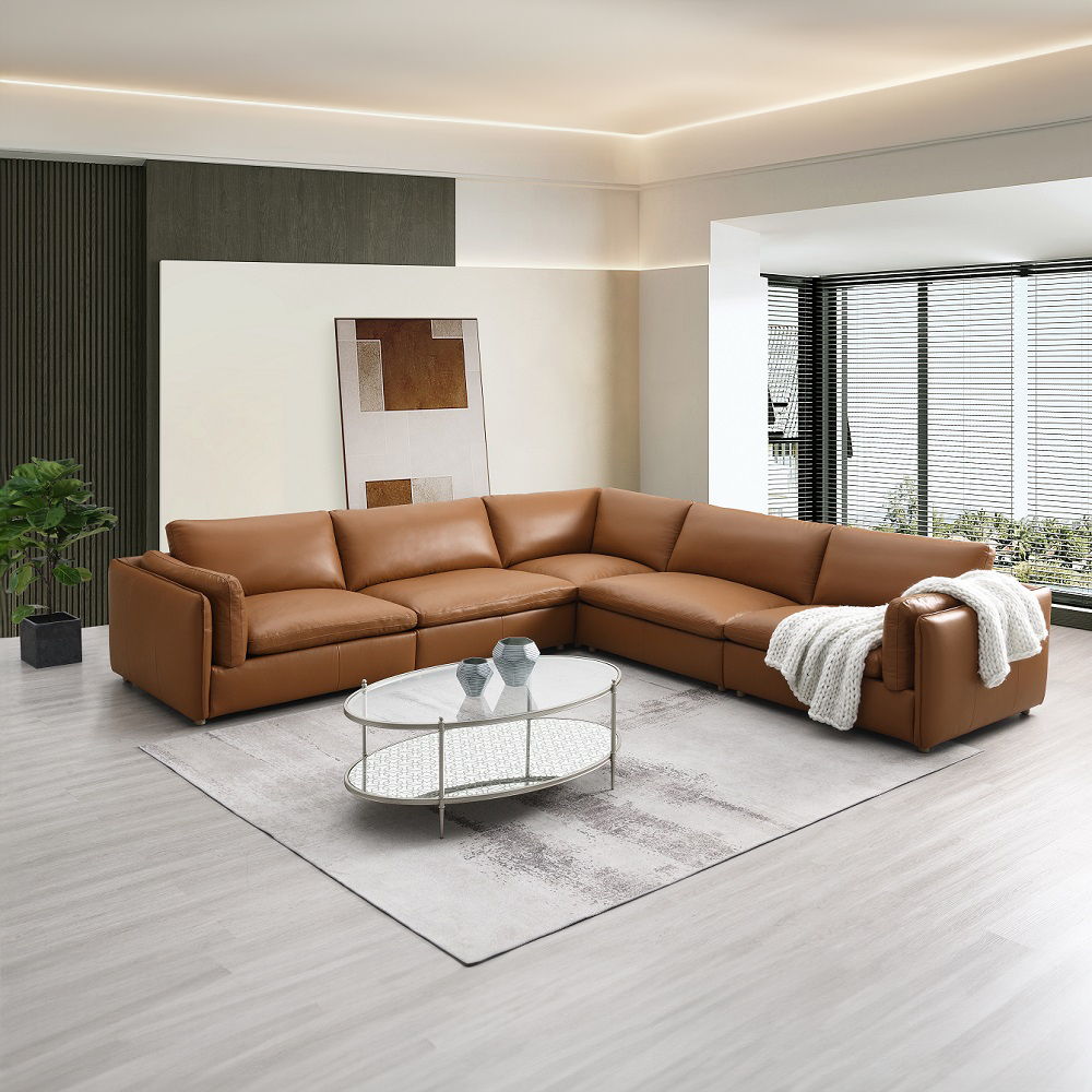 Brighton - Modular Wedge - Brown Top Grain Leather, alternate view 8 with wood construction