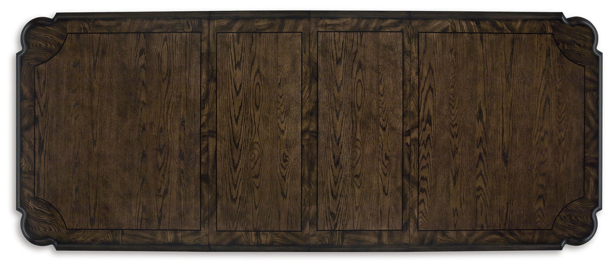 Maylee - Dining Extension Table - Dark Brown, alternate view 9 with wood construction