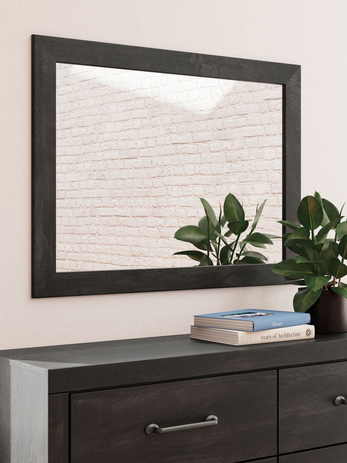 Hollivern - Dresser And Mirror - Dark Gray, alternate view 9 with linen fabric