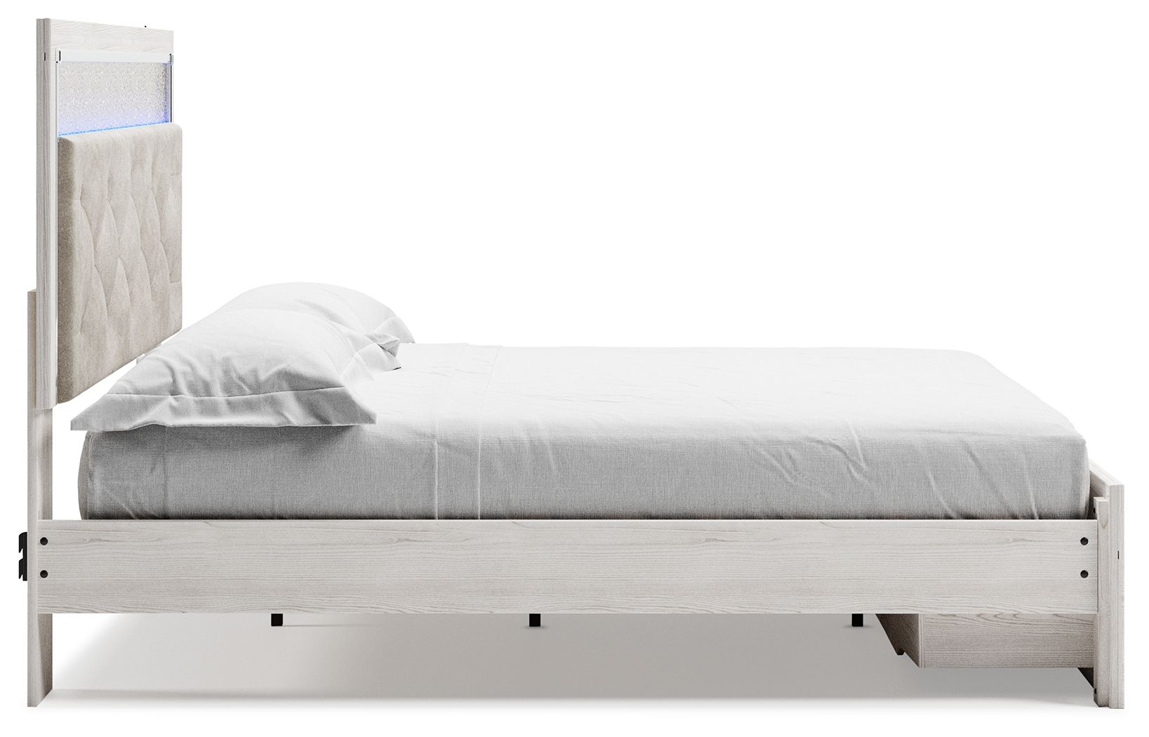 Altyra - King Upholstered Storage Bed - White, alternate view 9 with polyester fabric