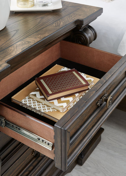 Maylee - Three Drawer Night Stand - Dark Brown