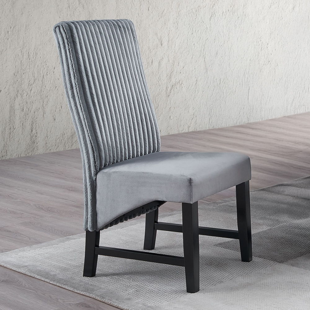 Kini - Side Chair (Set of 2) - Gray Corduroy & Black, alternate view 8 with wood construction