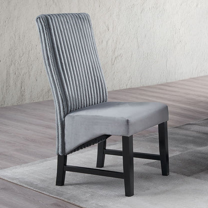 Kini - Side Chair (Set of 2) - Gray Corduroy & Black, alternate view 8 with wood construction