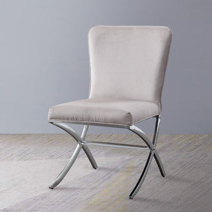 Daire - Side Chair (Set of 2) - Light Gray Velvet & Chrome, alternate view 9 with metal