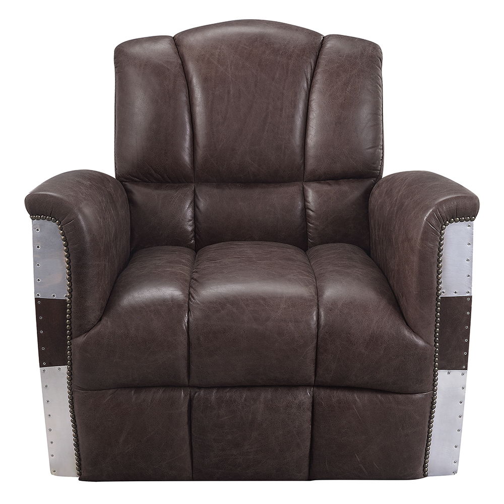 Brancaster - Accent Chair - Retro Brown Top Grain Leather & Aluminum, alternate view 6 with top-grain leather