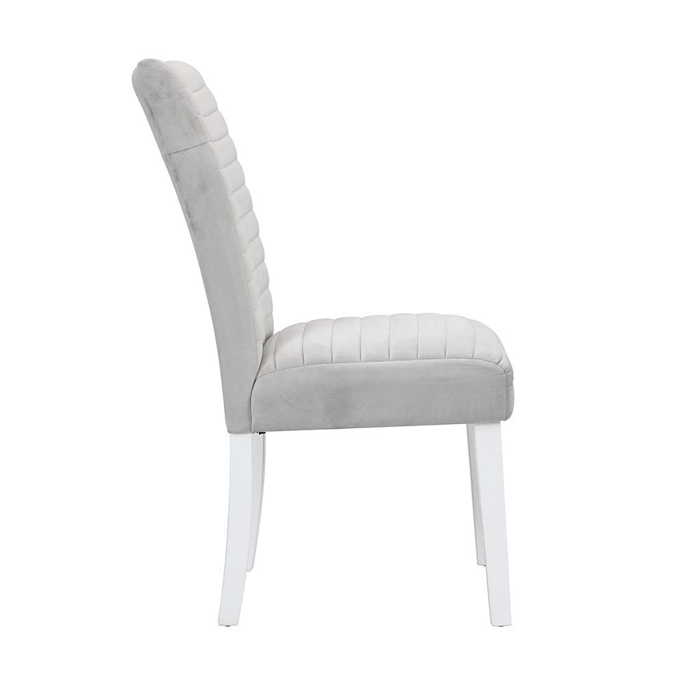Elizaveta - Side Chair (Set of 2) - Gray Velvet &White High Gloss, alternate view 6