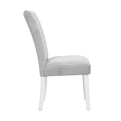 Elizaveta - Side Chair (Set of 2) - Gray Velvet &White High Gloss, alternate view 6