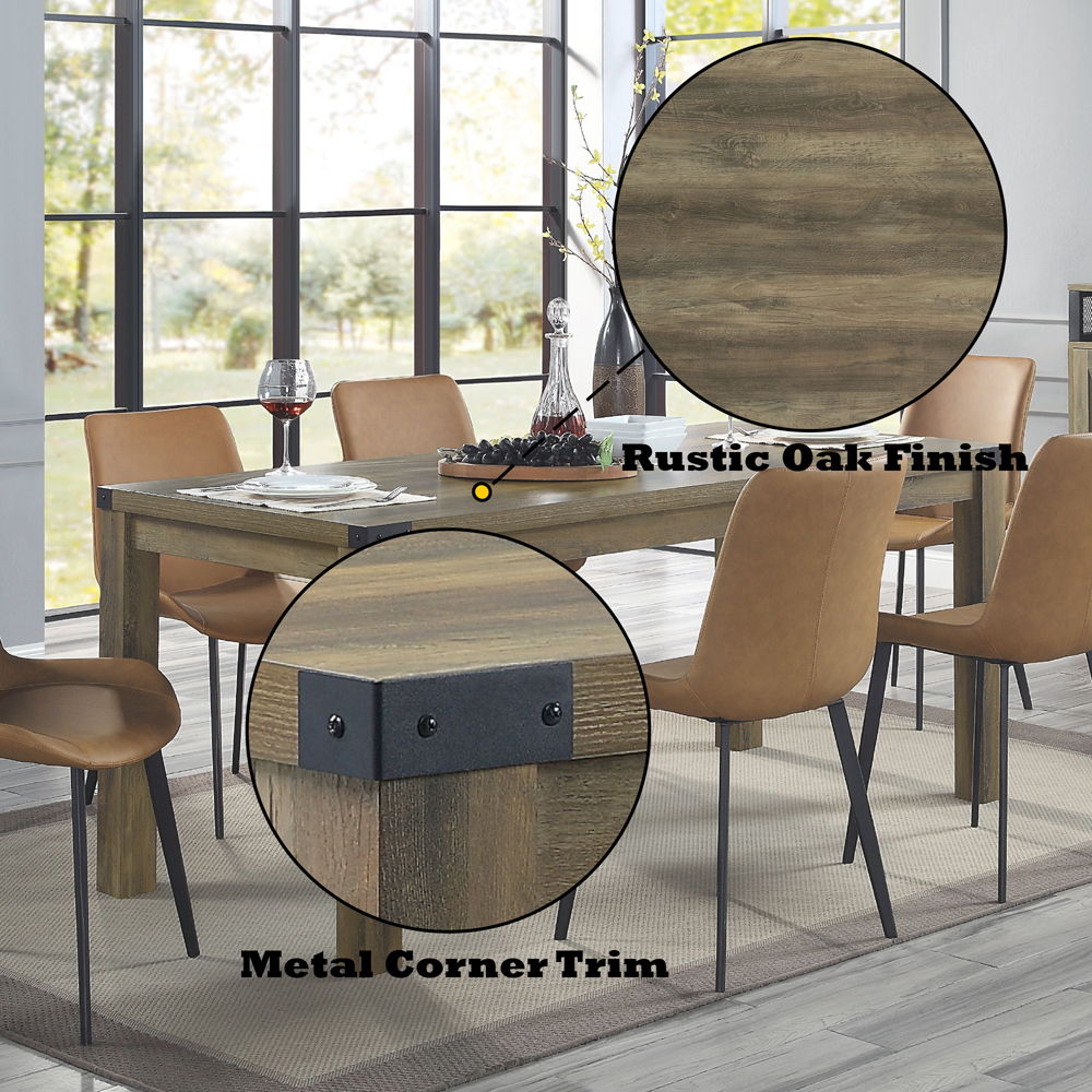Abiram - Dining Table - Rustic Oak, alternate view 6 with wood construction