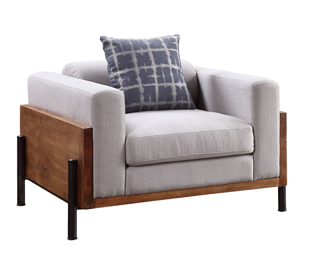 Pelton - Chair With Pillow - Fabric & Walnut, product view with top-grain leather
