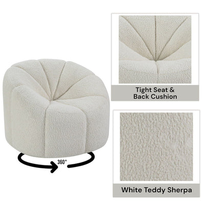 Osmash - Chair With Swivel - White Teddy Sherpa, alternate view 7 with wood construction