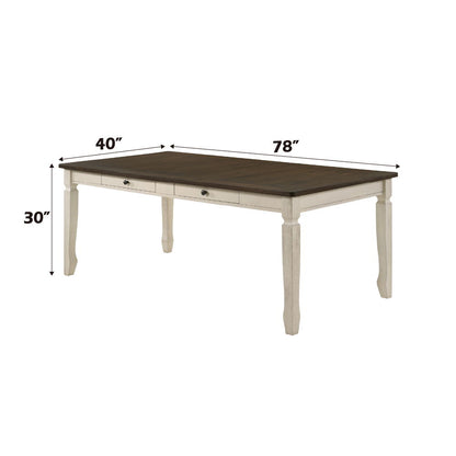 Fedele - Dining Table - Weathered Oak & Cream, alternate view 6 with wood construction