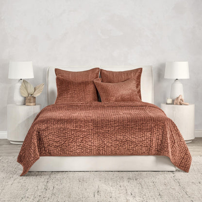 Bari - Velvet Quilt - Terra Cotta