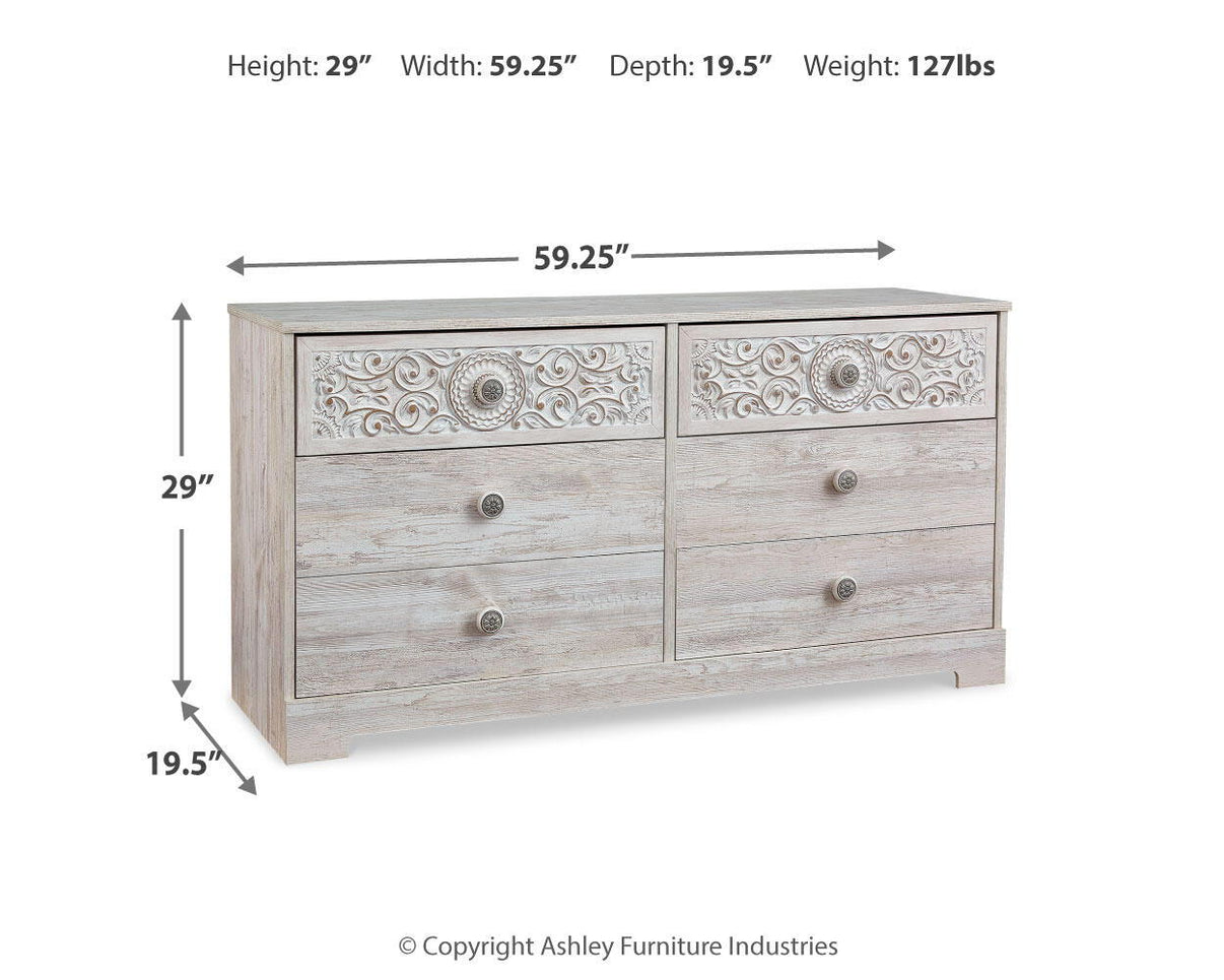 Paxberry - Six Drawer Dresser - Weatherworn - Whitewash, alternate view 8 with engineered wood