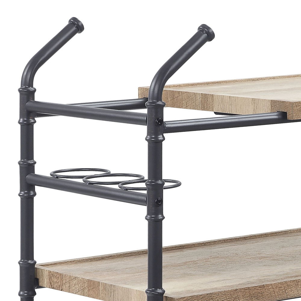 Brantley - Serving Cart - Oak & Sandy Black, alternate view 6 with wood construction