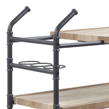 Brantley - Serving Cart - Oak & Sandy Black, alternate view 6 with wood construction