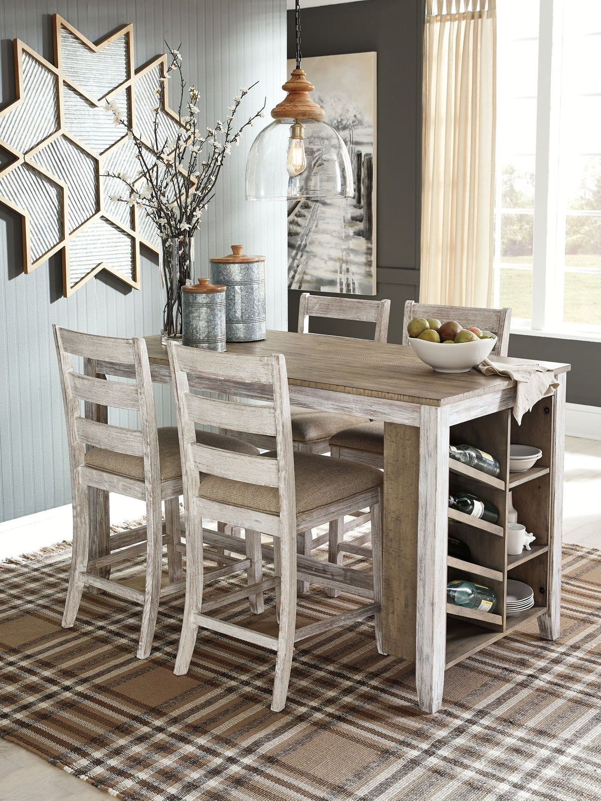 Skempton - Rectangular Counter Table With Storage - White, alternate view 9 with solid wood