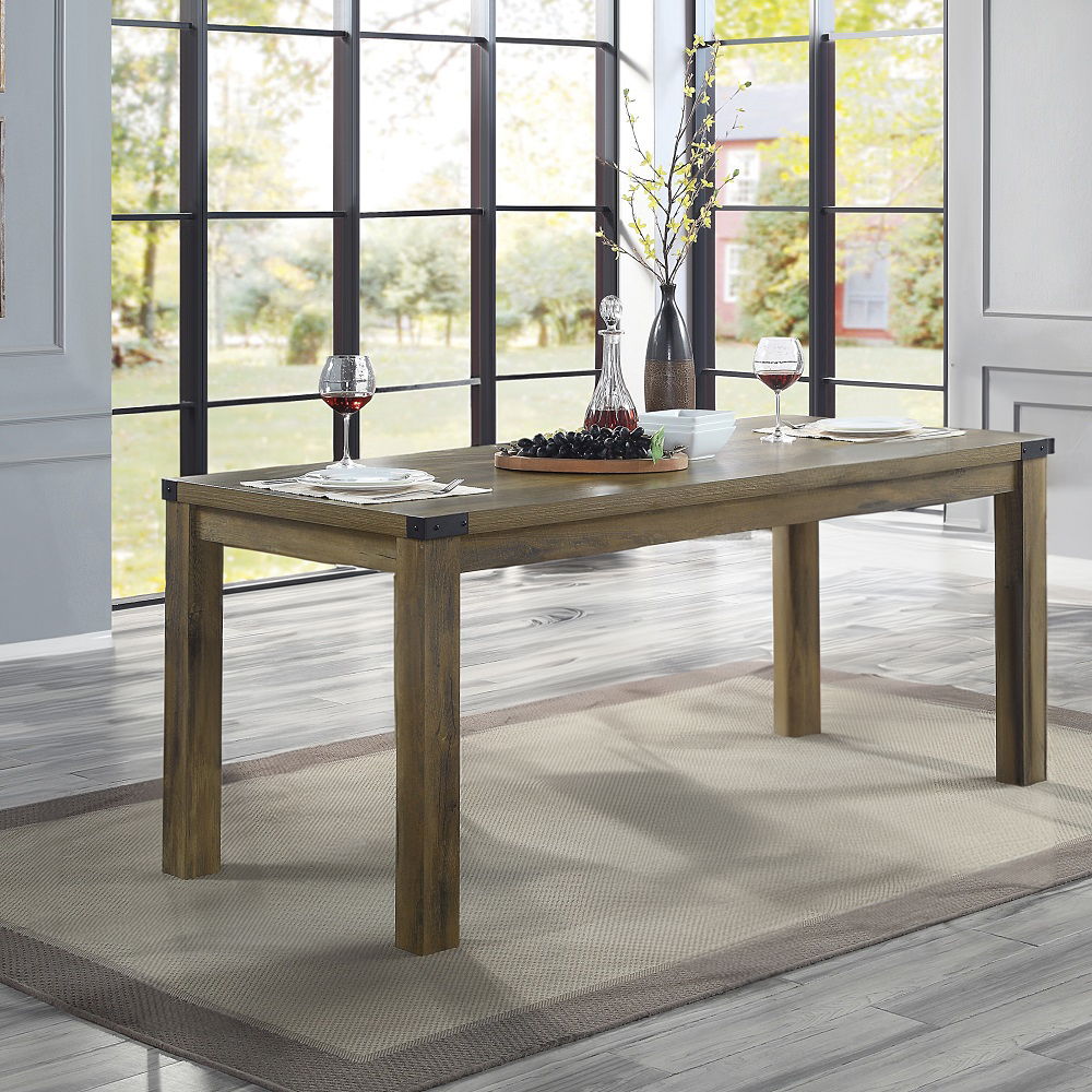 Abiram - Dining Table - Rustic Oak, alternate view 7 with wood construction