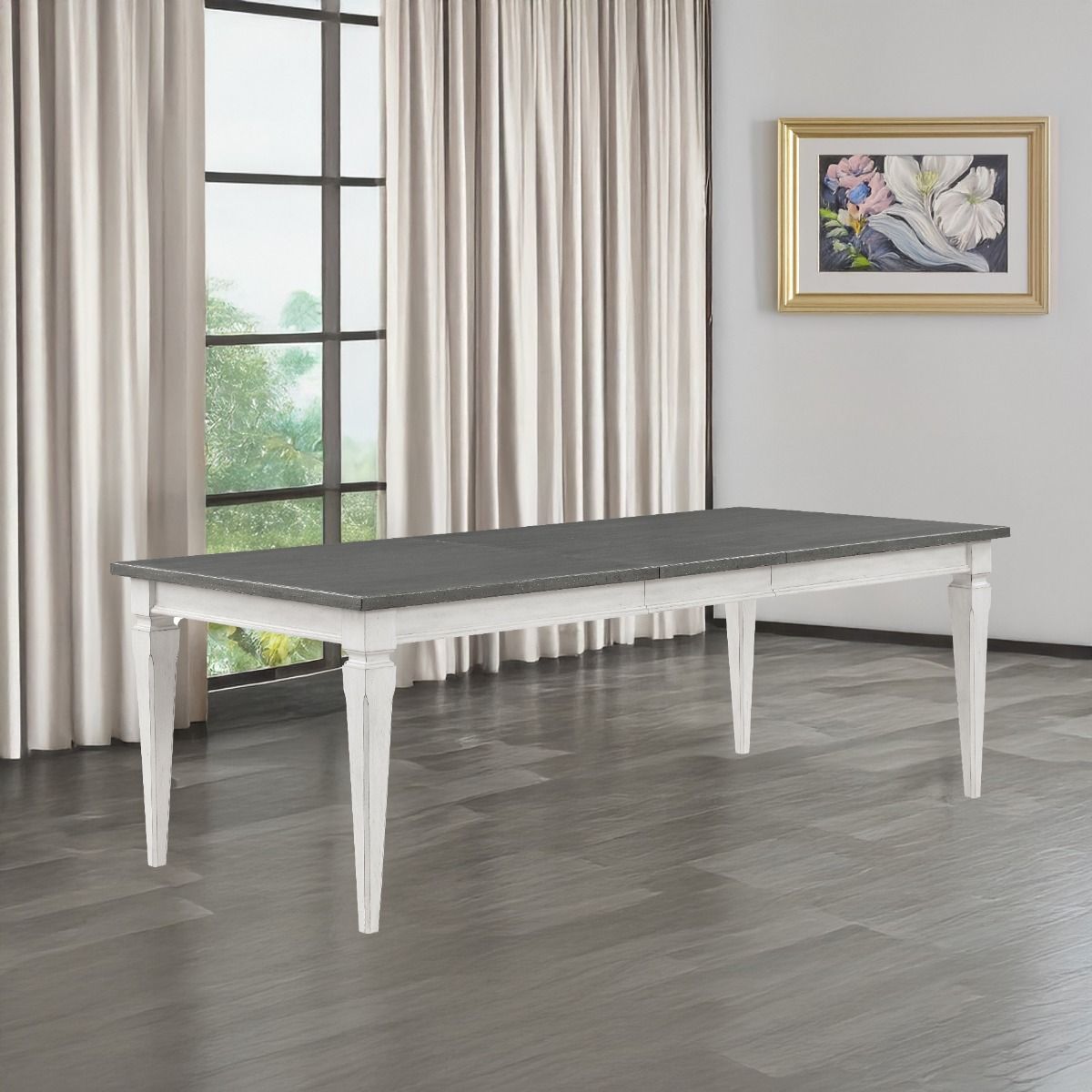 Katia - Dining Table With Leaf - Rustic Gray & Weathered White, alternate view 8