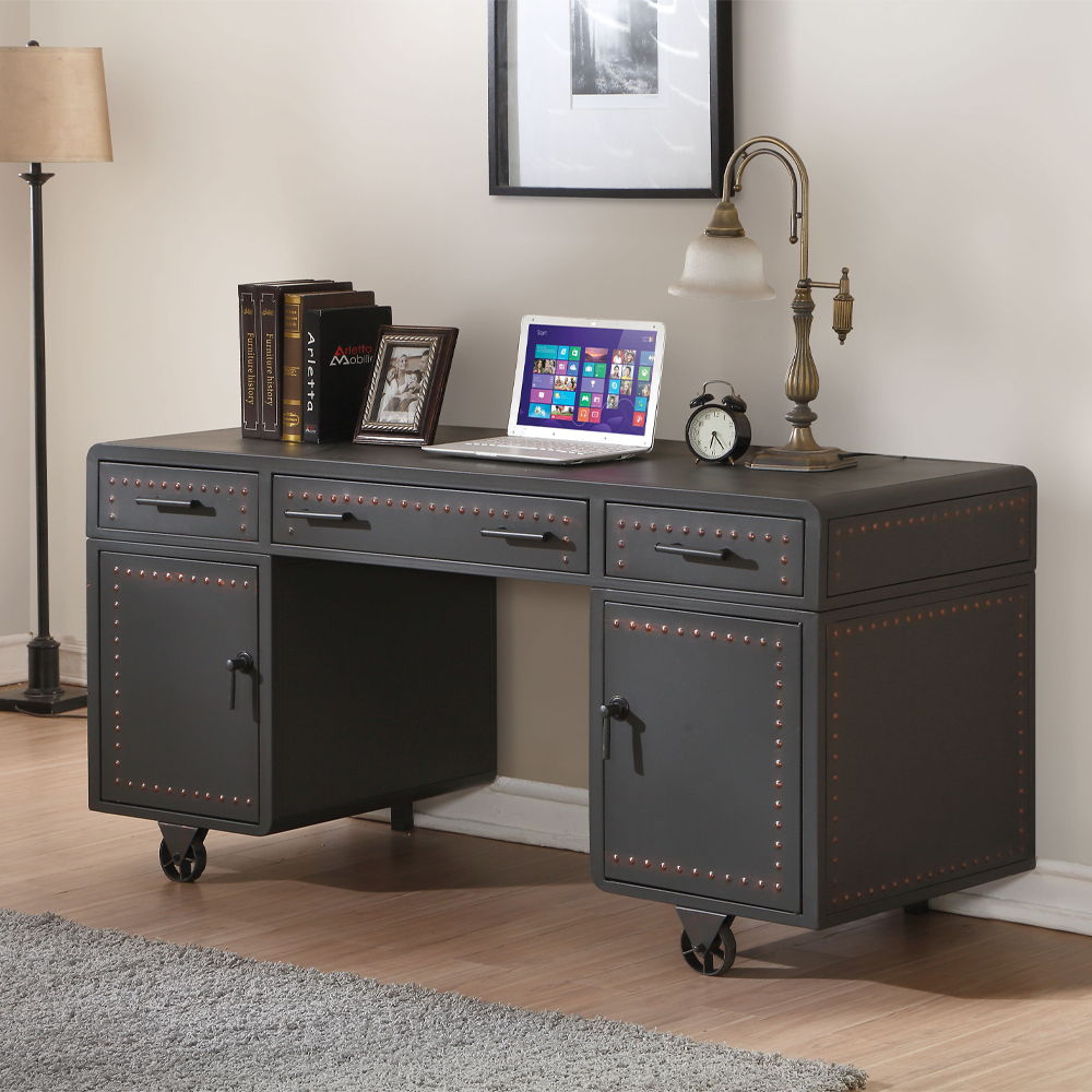 Actaki - Executive Writing Desk - Sandy Gray, alternate view 4 with metal