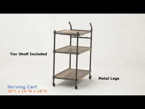 Brantley - Serving Cart - Oak & Sandy Black, alternate view 7 with wood construction