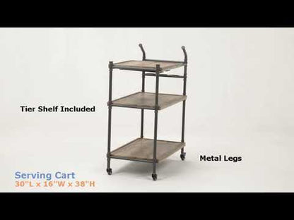 Brantley - Serving Cart - Oak & Sandy Black, alternate view 7 with wood construction