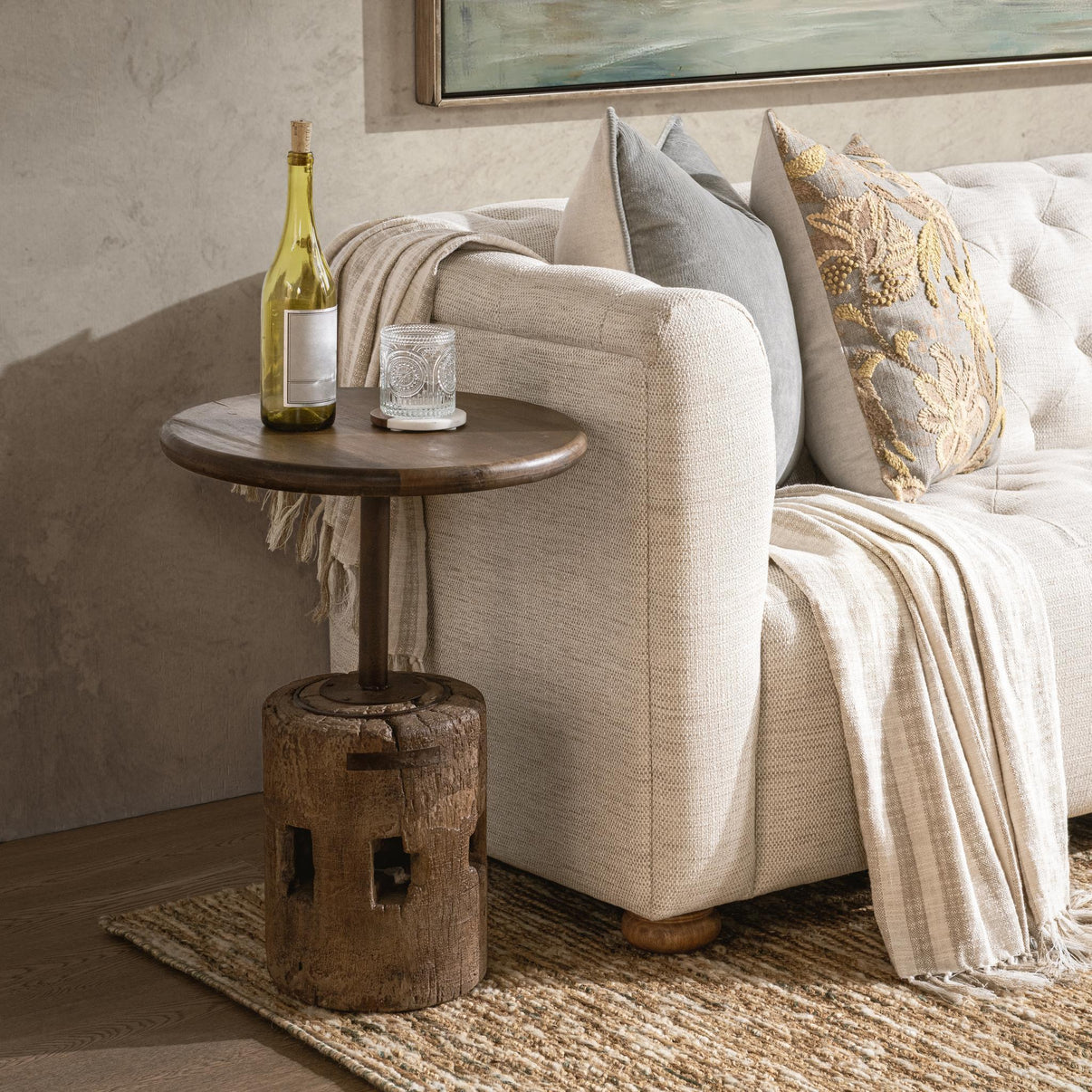 Amira - Large Round Accent Table - Dark Brown, alternate view 8 with wood construction
