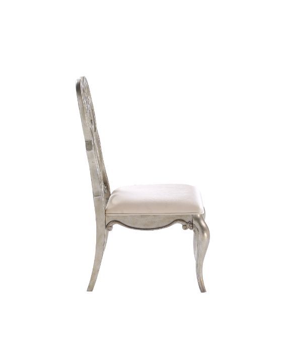 Esteban - Side Chair (Set of 2) - Ivory Velvet & Antique Champagne, alternate view 6 with wood construction