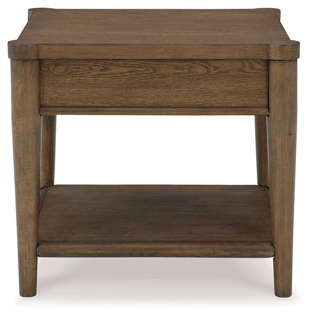 Roanhowe - Rectangular End Table - Brown, alternate view 8 with wood construction