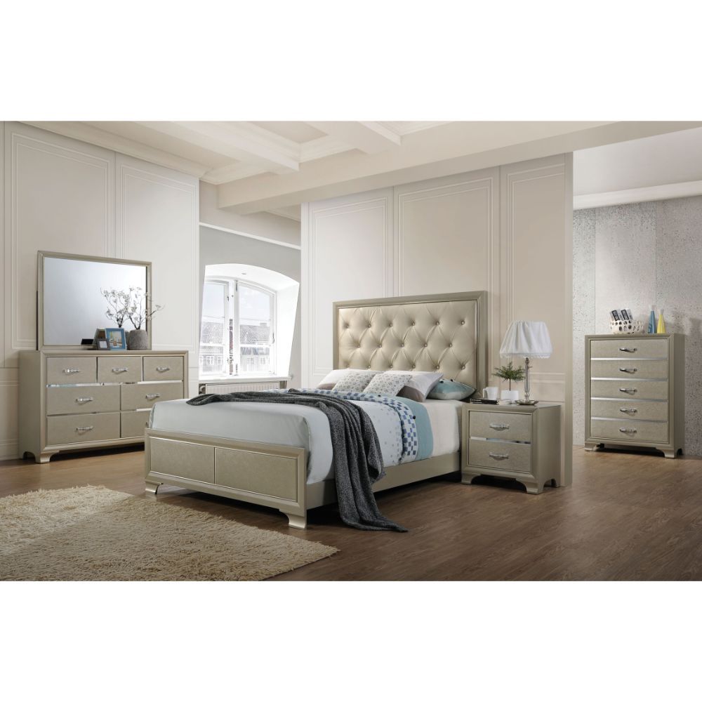 Carine - Mirror - Champagne, product view with wood construction