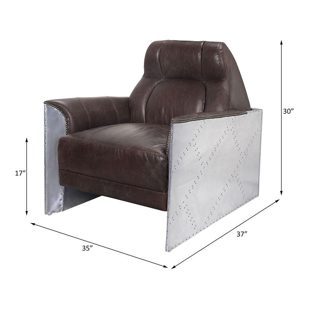Brancaster - Accent Chair - Espresso Top Grain Leather & Aluminum, alternate view 6 with top-grain leather