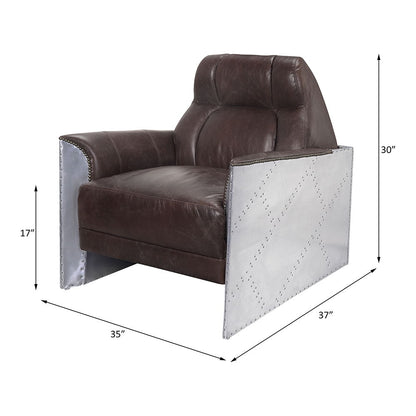 Brancaster - Accent Chair - Espresso Top Grain Leather & Aluminum, alternate view 6 with top-grain leather