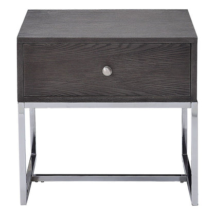 Iban - End Table - Gray Oak & Chrome, alternate view 8 with wood construction