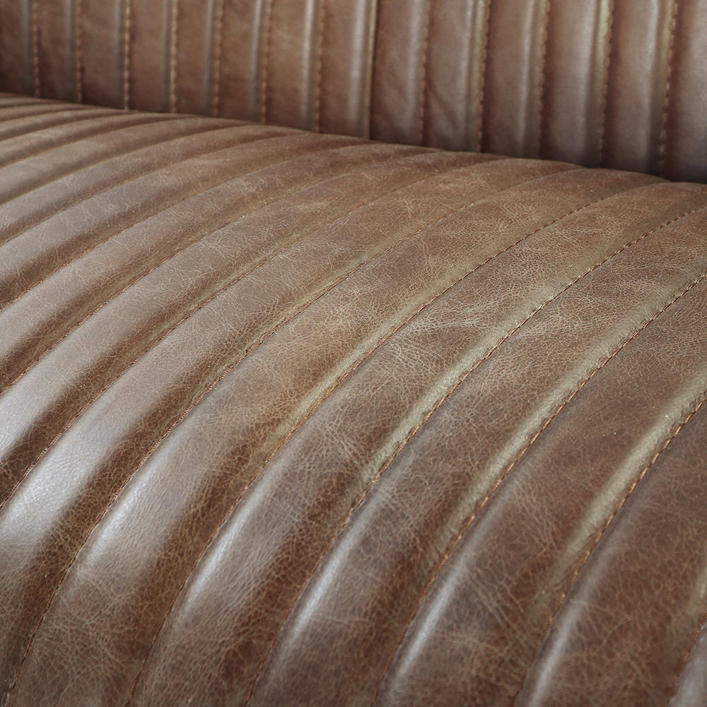 Brancaster - Chair - Retro Brown Top Grain Leather & Aluminum, alternate view 9 with wood construction