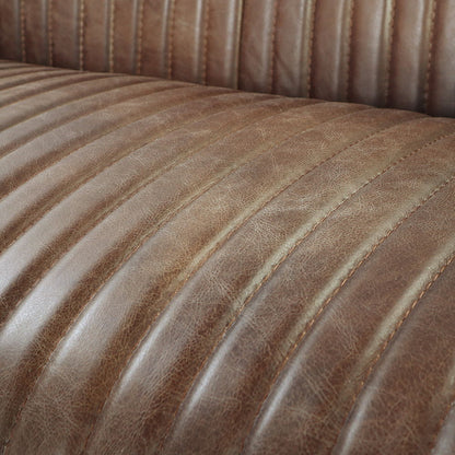 Brancaster - Chair - Retro Brown Top Grain Leather & Aluminum, alternate view 9 with wood construction