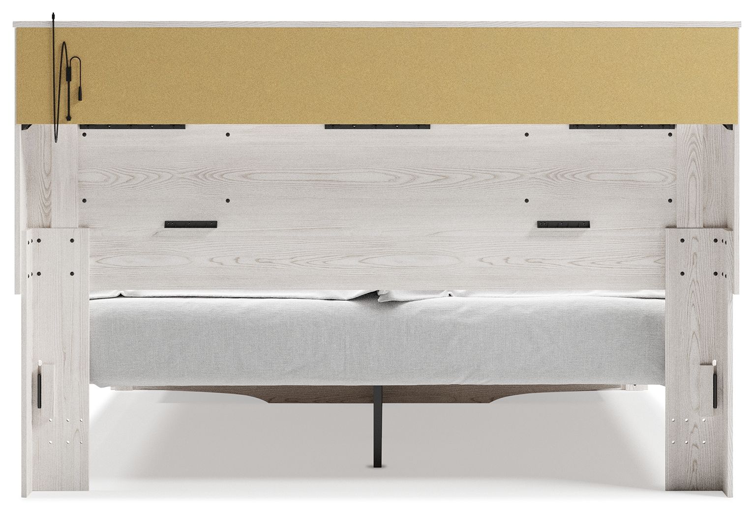 Altyra - King Upholstered Bookcase Bed With Storage - White, alternate view 9 with polyester fabric