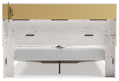 Altyra - King Upholstered Bookcase Bed With Storage - White, alternate view 9 with polyester fabric