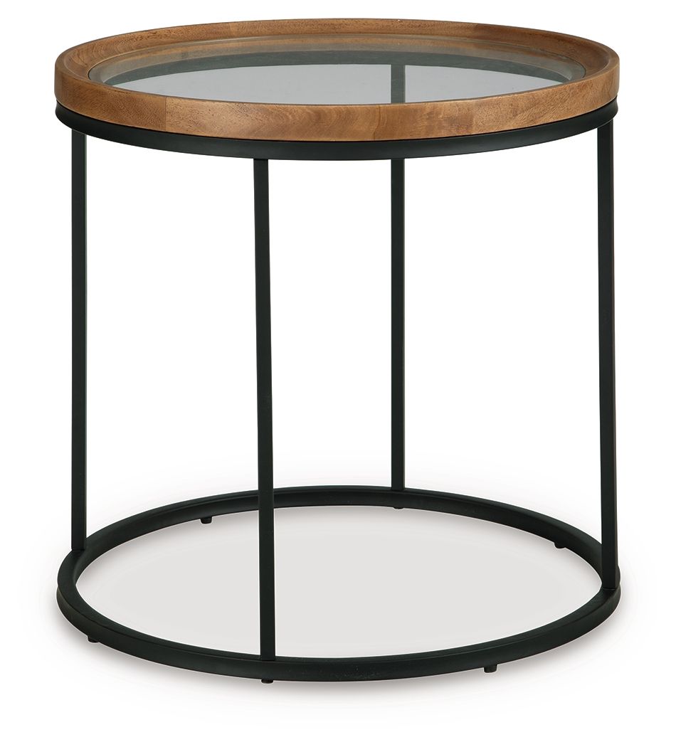 Noraluna - Round Table, product view with wood construction