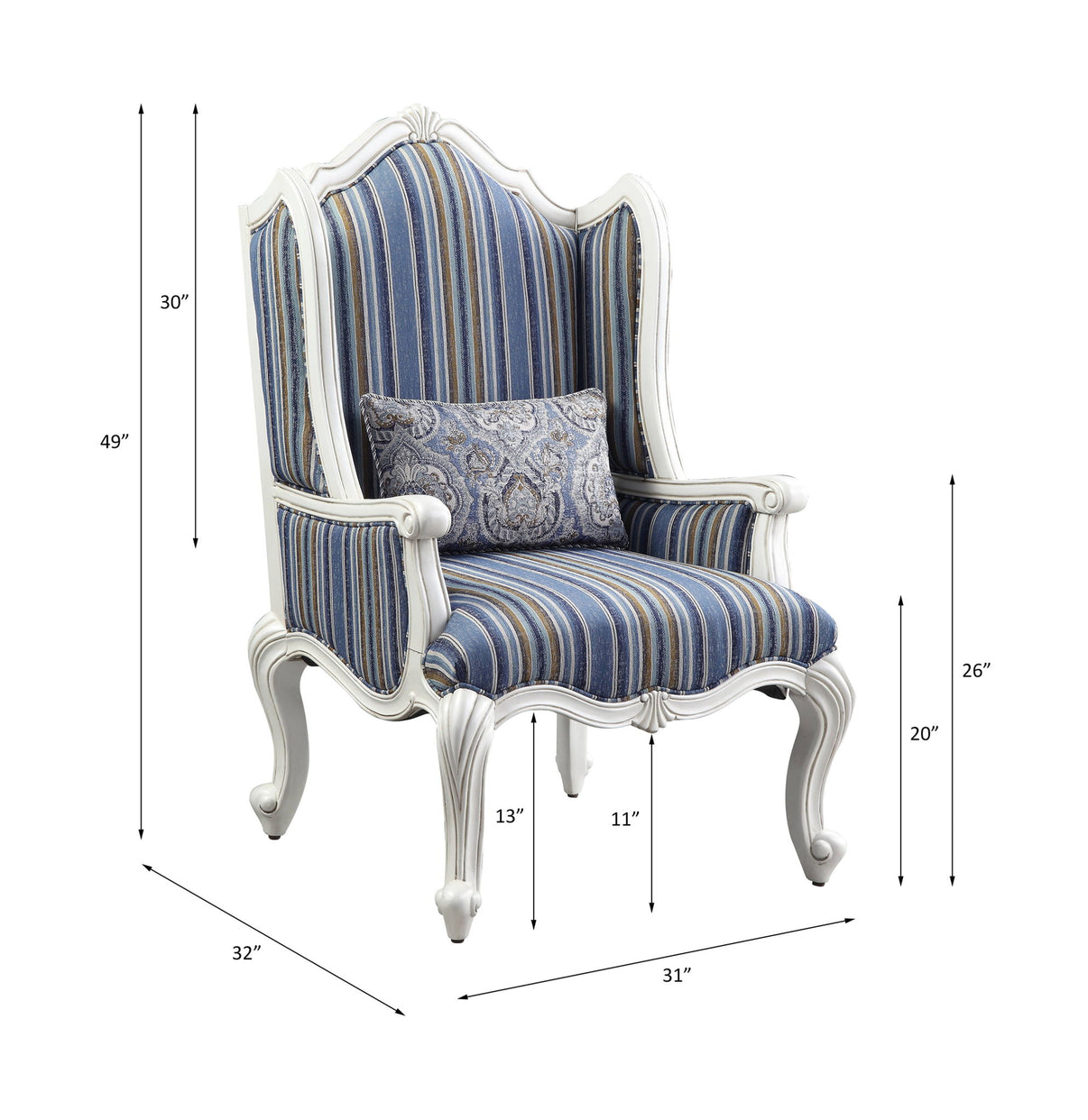 Ciddrenar - Chair With Pillow - Fabric & White, alternate view 7 with wood construction