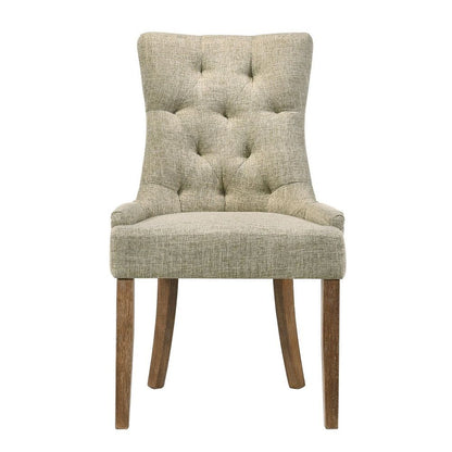 Yotam - Side Chair (Set of 2) - Beige Fabric & Salvaged Oak, alternate view 7 with wood construction