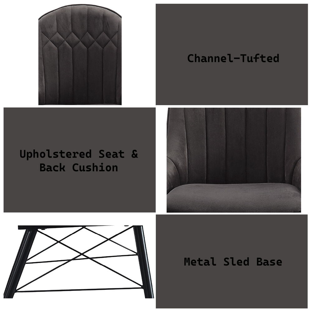 Abraham - Side Chair (Set of 2) - Dark Gray Fabric & Black, alternate view 6 with wood construction