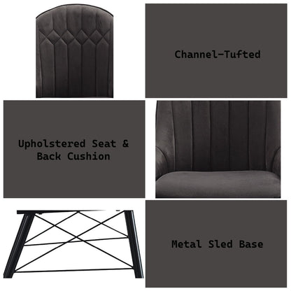 Abraham - Side Chair (Set of 2) - Dark Gray Fabric & Black, alternate view 6 with wood construction