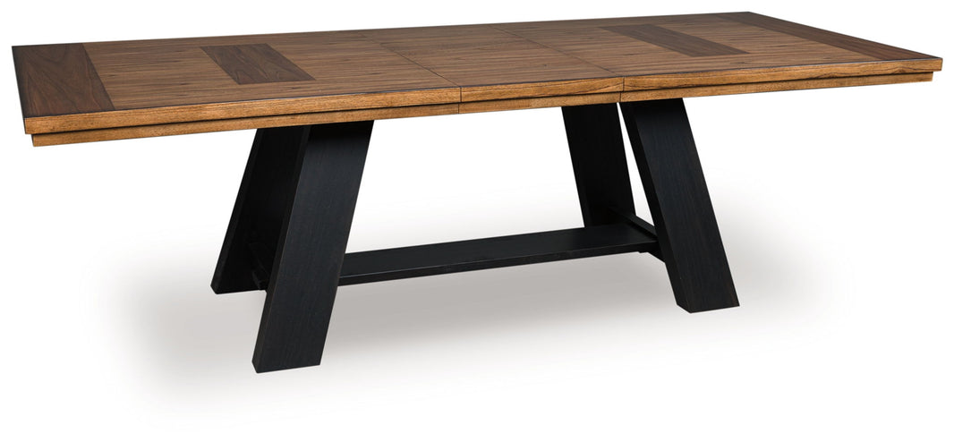 Greddinton - Dining Extension Table - Brown / Black, product view with wood construction
